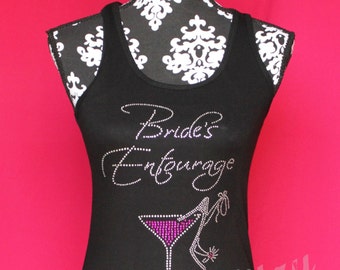 Bride's Entourage Rhinestone Tank, Bride's Entourage Tee, Bride's Entourage Shirt, Bachelorette Party Shirt, Martini and Heel Shirt