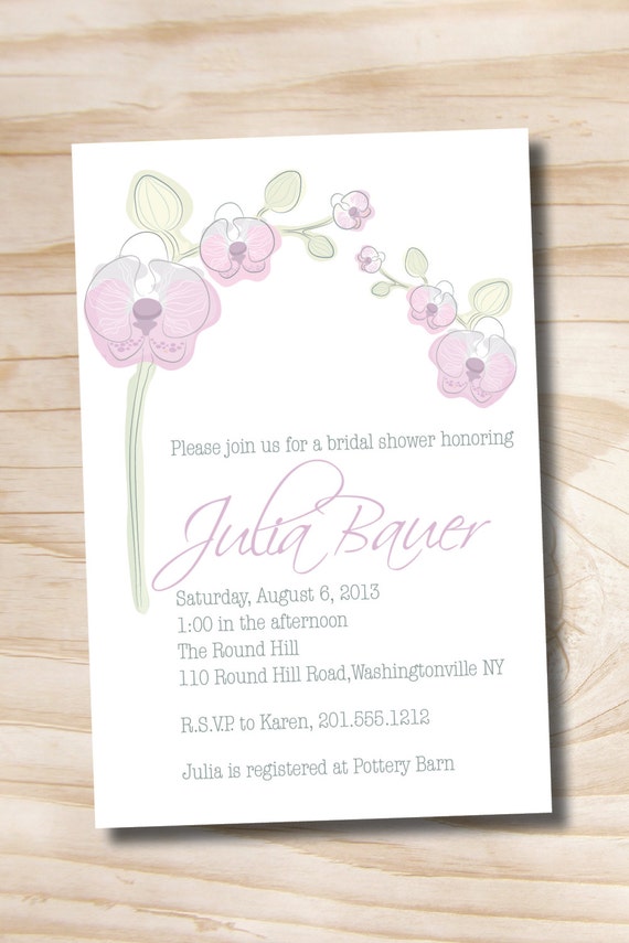 ORCHID ROMANCE Bridal Shower/ Baby Shower Invitation - Printable digital file or printed invitations Il_570xn