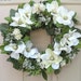 Magnolia Wreath, Wedding Wreaths, Wedding Decoration, White Wreath, Shabby Cottage Chic Floral Wreath for Front Door, Bridal Shower