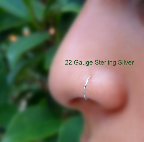 Extra Small Sterling Silver Nose ringHoop Earring 22 Gauge 7mm Inner ...