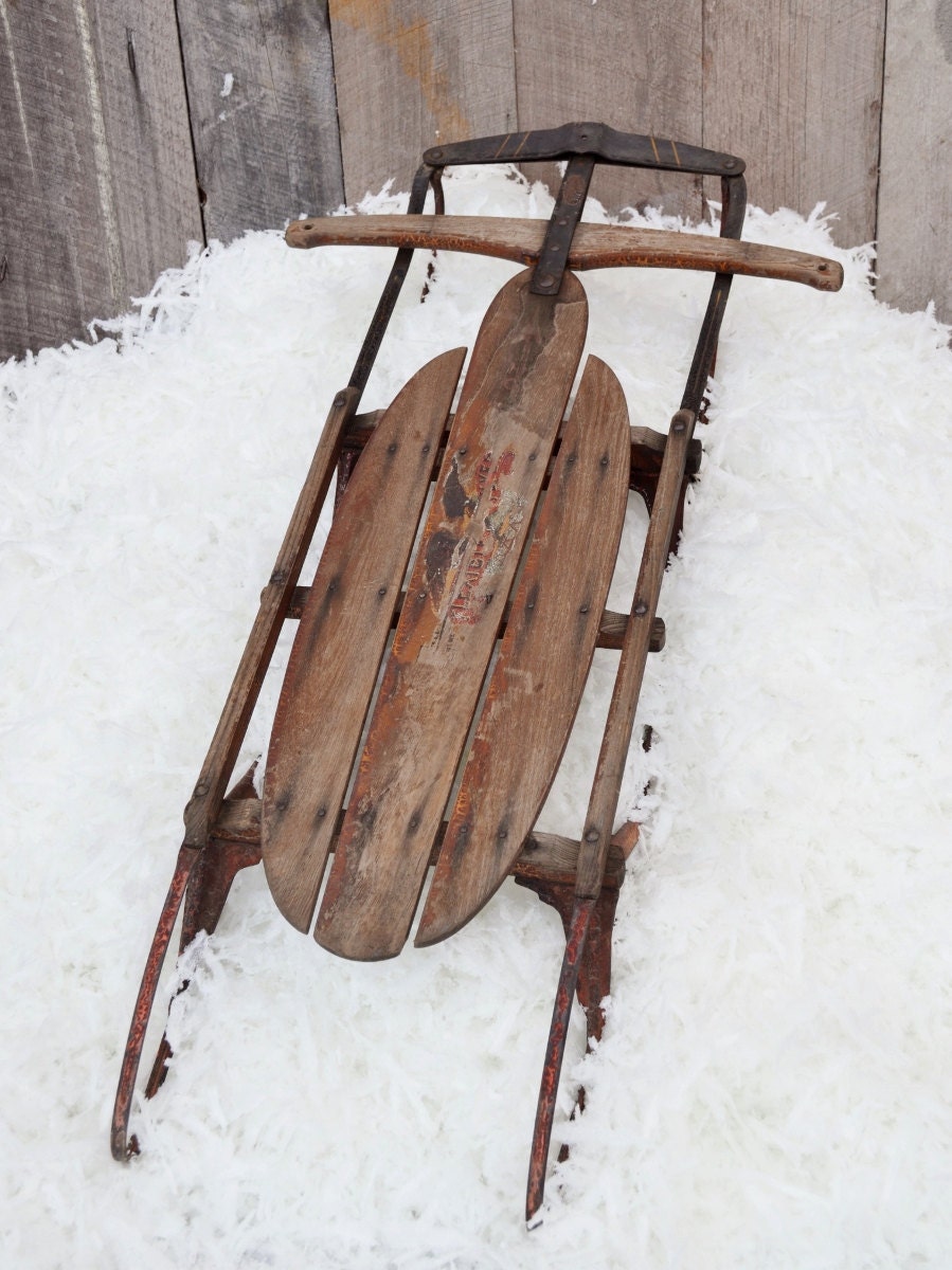 Flexible Flyer Sled Snow Winter Airline Pilot Wood Runner Sled