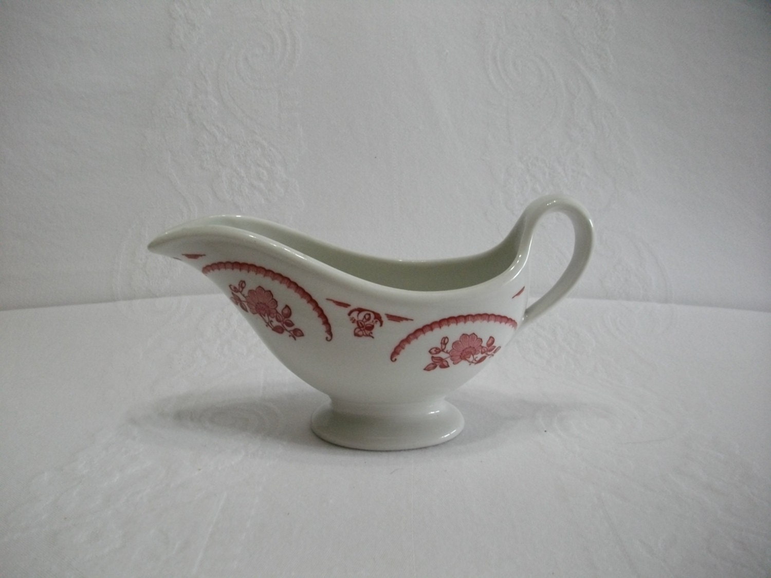 Vintage Gravy Boat Gravy Bowl Red Transferware Gravy Boat