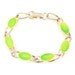 Vintage Enamel Bracelet, Lime Green Enamel Bracelet, Green Oval Disk Bracelet, Chunky Gold Chain Bracelet, 1960s Modern Jewelry