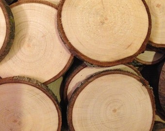25 Wood slices 3" to 3.5"- rustic wood slices for weddings, tags, favors, decor, crafts & more - set of 25 blank wood slice tags
