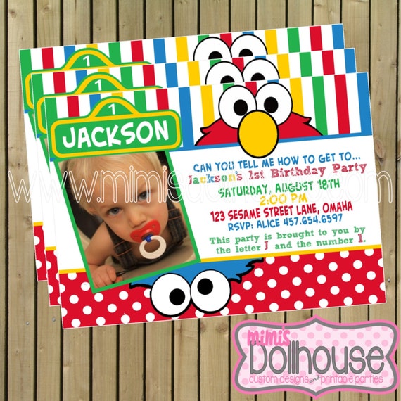 Elmo Invitation- Sesame Street Invitation- Birthday invitation PDF/JPEG Il_570xn