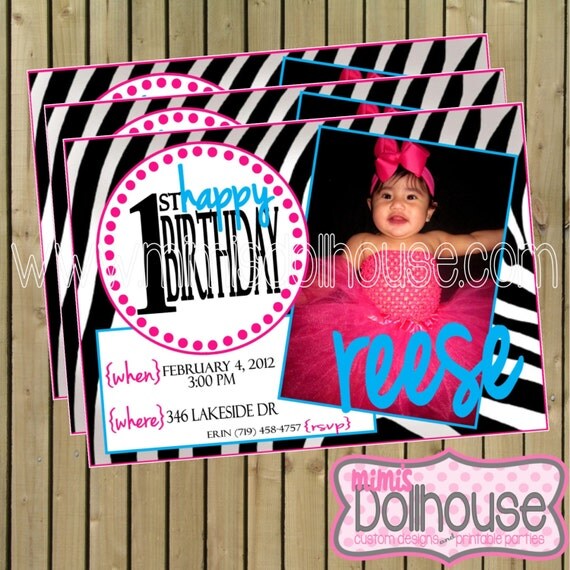 Zebra Invitations-Zebra Birthday Invitations PDF/JPEG Il_570xn