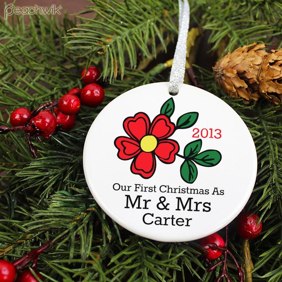 our first christmas ornament newlyweds flower blossom just our first christmas ornament newlyweds flower blossom just