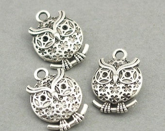 Owl Charms Antique Silver 4pcs zinc alloy pendant beads 13X18mm CM0481S