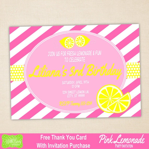 Pink Lemonade Party Invitation Printable, Birthday Party Invitation, Lemonade Party Invitation, Lemonade Party Printables Il_570xn