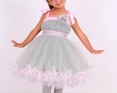 Petti Tutu Dress - Halloween Mouse Costume - Grey and Pink - Mischievous Mouse - 3-4 Toddler Girl - Cutie Patootie Designz Il_170x135