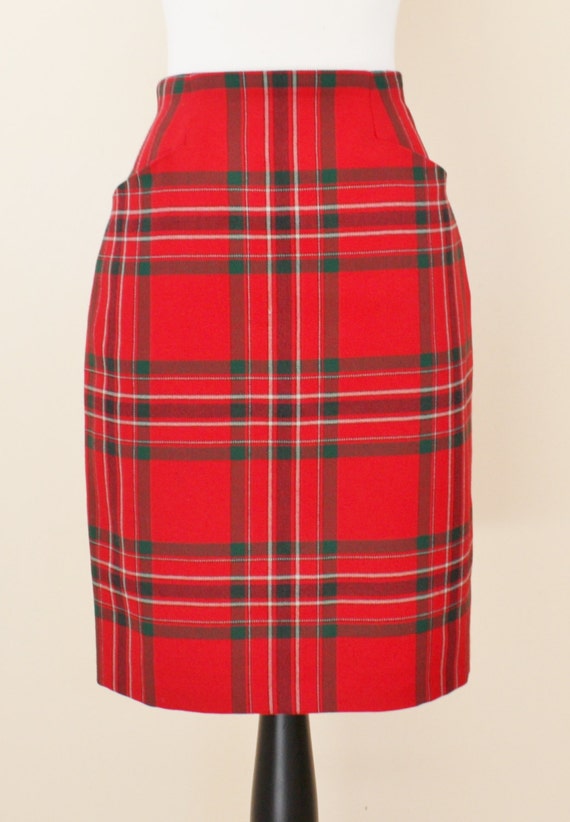 Marks And Spencer From St Michael Vintage Tartan Wool Skirt