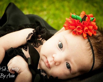 Baby Halloween Headband - Pumpkin Headband - Halloween Korker Bow Headband - Pumpkin - Orange Headband - Infant - Halloween Hair Bow