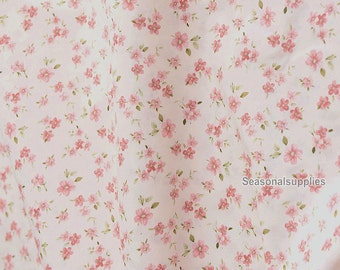Fabric Pink Flower Fabric,Shabby Chic Flower Fabric,Pink Floral Cotton Fabric 1/2 Yard (QT297)