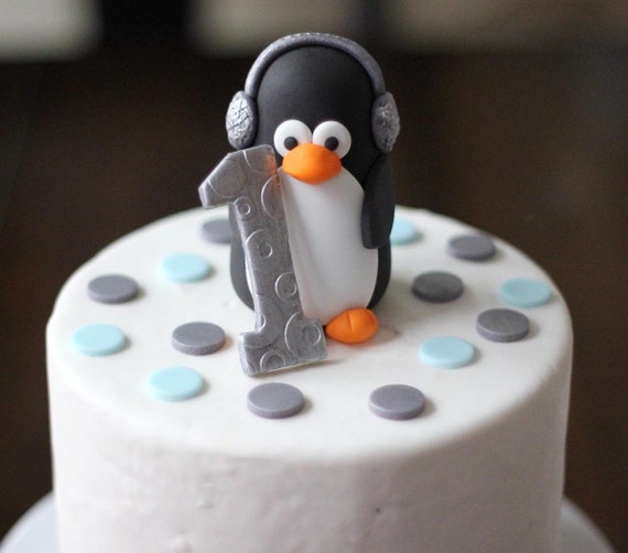 Whimsical 3D Fondant Penguin Cake Topper