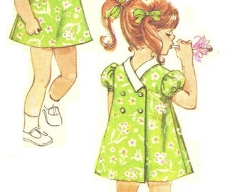 Simplicity 8669 Photocopy of Super Cute Vintage 60sToddler Girls Back Wrap Dress Pattern Size 3