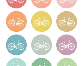 cupcake download 926 circle, bell girls  instant vintage car toppers bike cupcake bicycle toppers