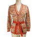1970s Space Dye Cardigan Sweater / Orange Speckle / Belted Cardigan / Autumn Fall / Womens Vintage Sweater / Size Medium
