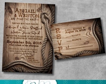 Rustic Wedding Invitation with matching response card - DIY - Printable - Customizable - Western - Country