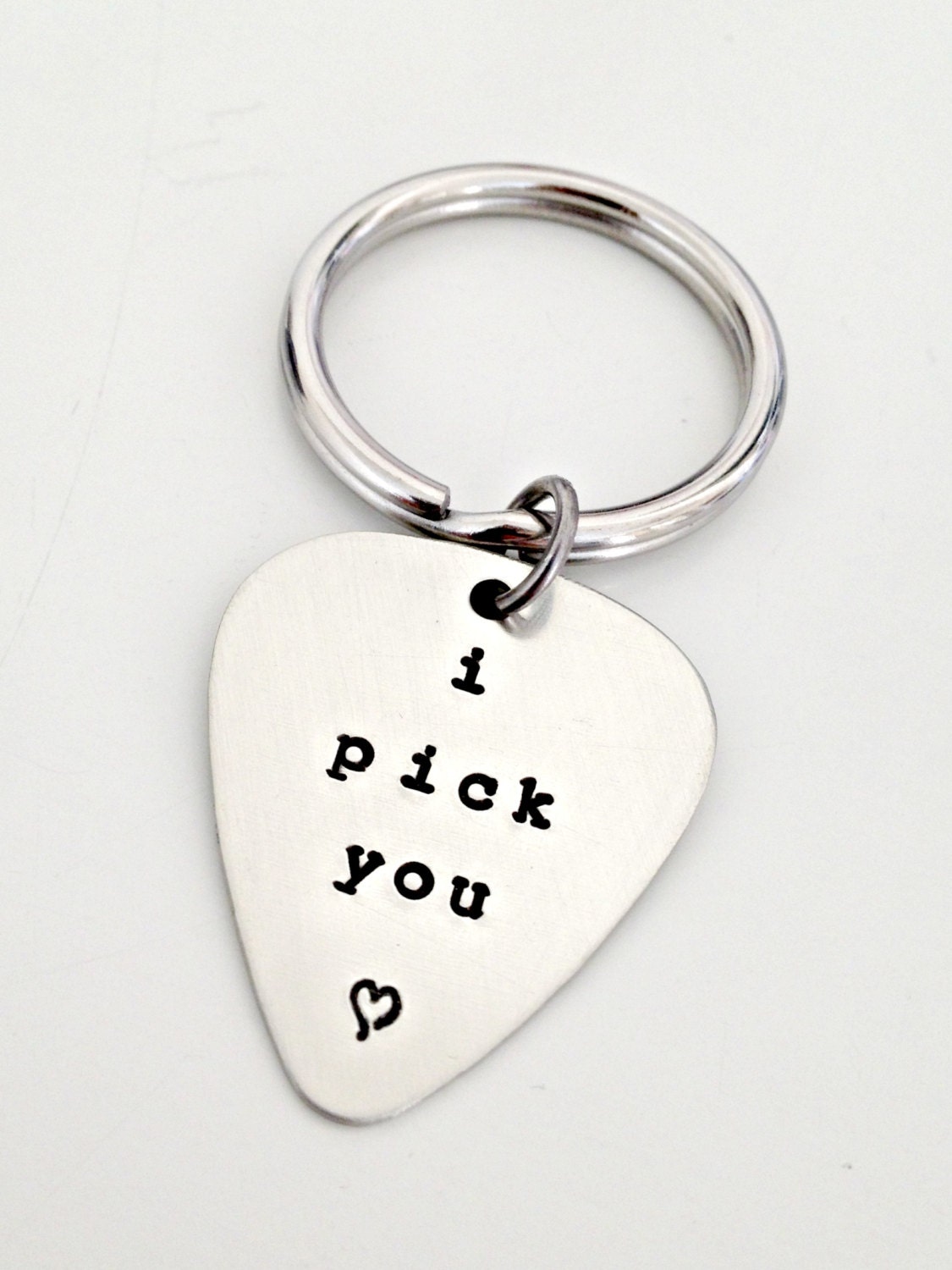 Custom Guitar Pick Keychain Personalized Hand Stamped I Pick 2743