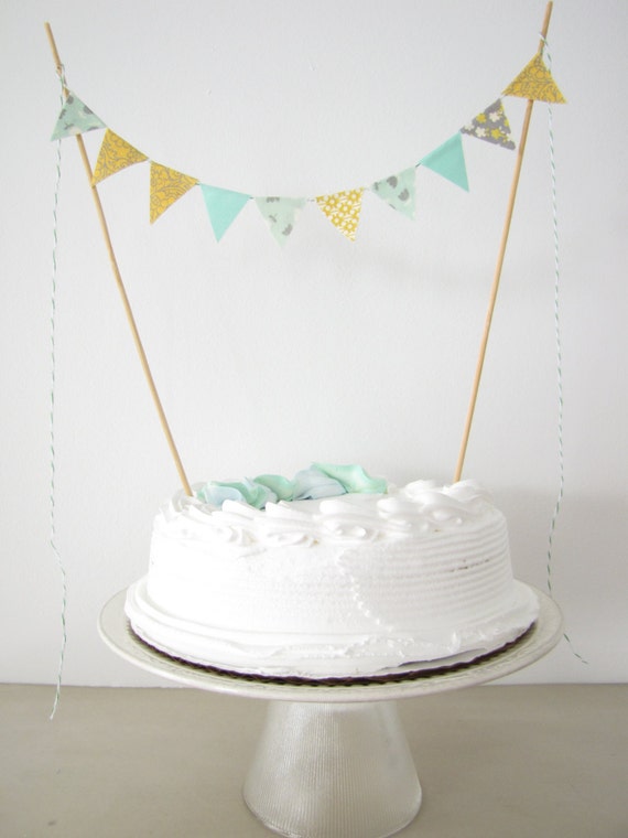 Fabric Cake Topper Bunting Decoration by AthenaandEugenia