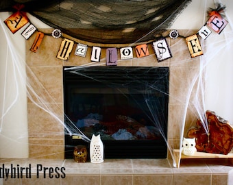 Printable Steampunk Halloween Banner Decoration - Instant Download - All Hallows Eve - AB - Digital File