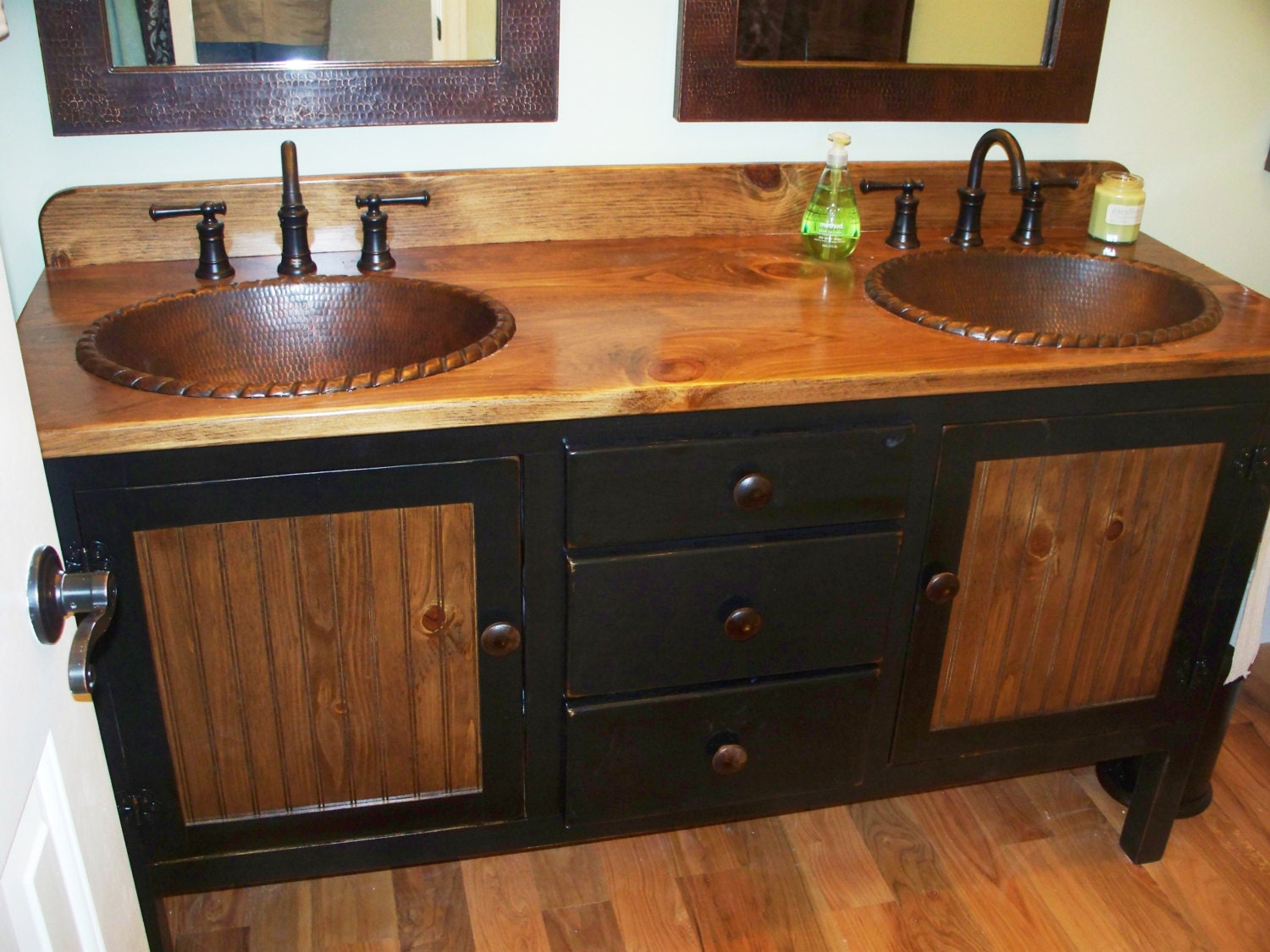 Copper bathroom sink vanity