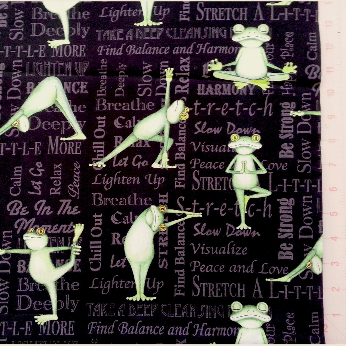 Yoga Frogs Cotton Fabric