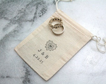 thumbnail interactive-video image 1 of Rustic Natural Linen Wedding Ring Bearer Bag – Small Ceremony Ring Holder 1 of 2