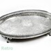 Vintage Etched Oval Silver Plated Pierced Gallery Tray with Cabriole legs
