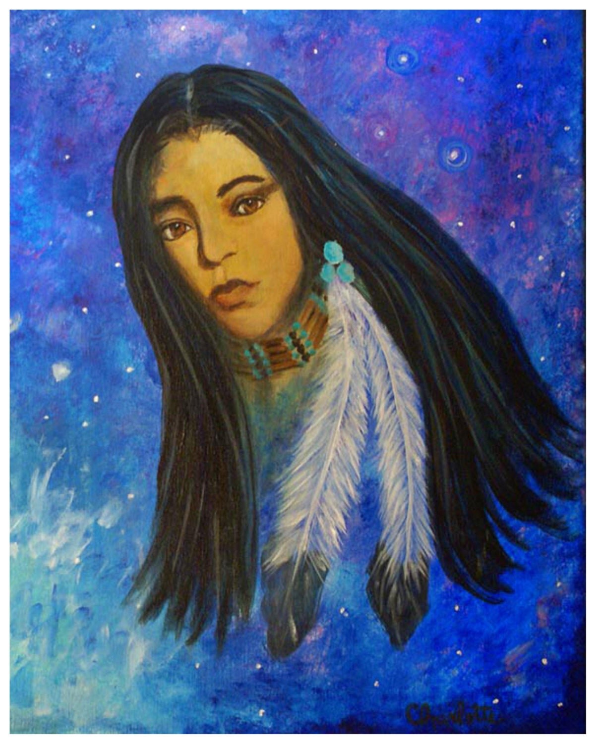 Native American Female 8 x 10 Fine Art Print Ptesan-White