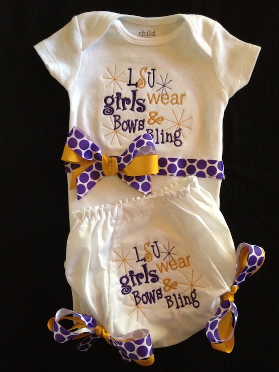 Items similar to LSU Girls Onesie & Bloomers...Bodysuit Diaper Cover