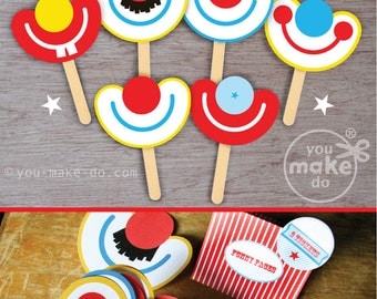 INSTANT DOWNLOAD photo booth props, photo props, circus party, circus party favors, carnival party, carnival party favors, party printables