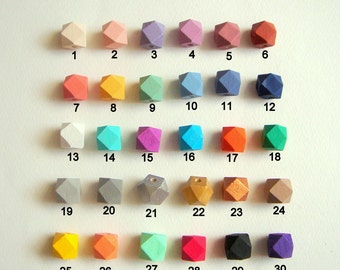 Geometric Wood Beads, Hand Painted wood Beads 12mm, DIY Geometric necklace
