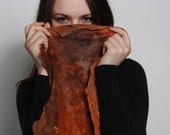 Chesnut brown scarf - Hand dyed silk scarf - Soft wool silk scarf