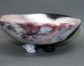 Bowl Ceramics and Pottery Pit Fired Ceramic Bowl Home and Living Kitchen and Dining Pit Fired Ceramic Home Decor 7 x 7x 3 1/2"