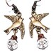 Bronze cute bird crystal earrings casual vintage boho mystical earrings ..affordable great gift