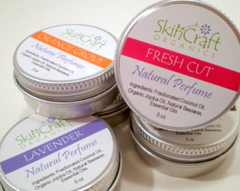 Natural Perfume - Solid Perfume with Pure Jasmine - Ylang Ylang - Rose Essential Oils - Gift for Her - .5 oz
