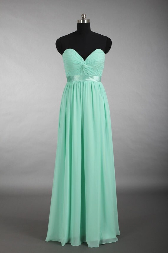 Items similar to Mint Long Bridesmaid Dress, ALine Sweetheart Prom