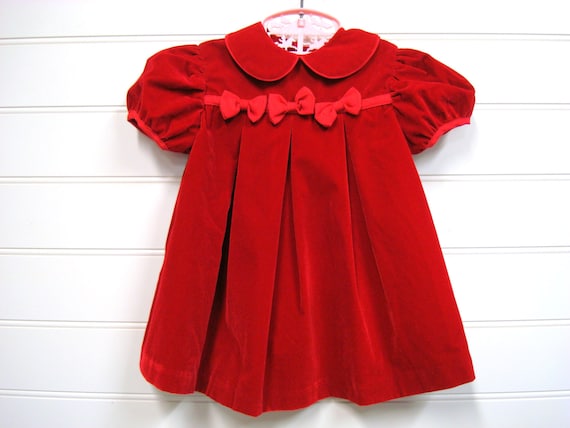 Vintage Baby Clothes Baby Girl Dress Red Velvet Dress