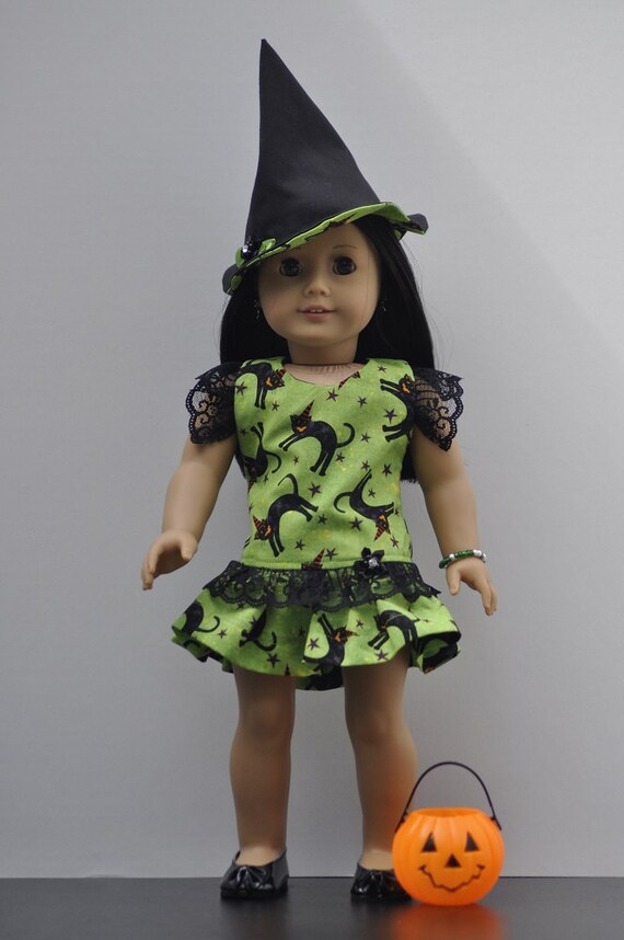 American Girl doll clothes Halloween dress witch hat