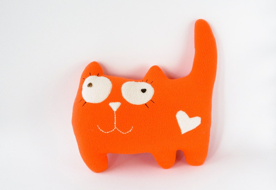 orange stuffed cat toy