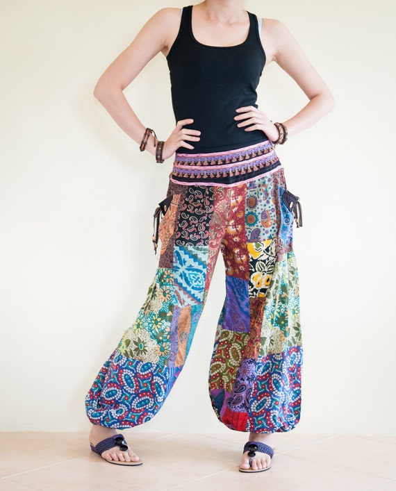 Items similar to Unique Patchwork Colorful Bloomers Pants with Cuff ...