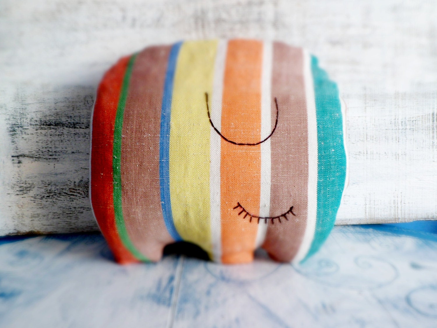 Stuffed elephant pillow nursery decor 10x12 by HandyHappyTeddy