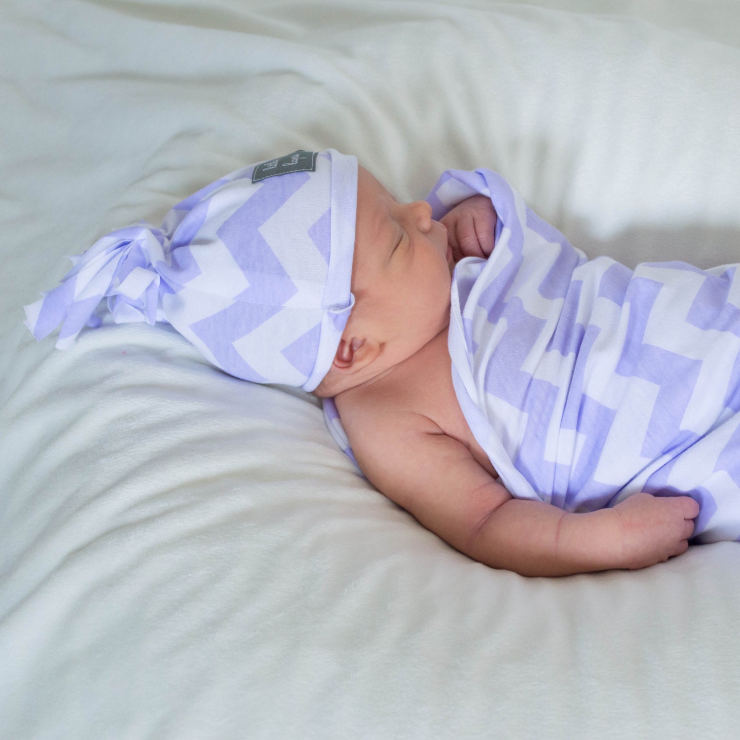 lavender purple and white chevron swaddle blanket. girl.