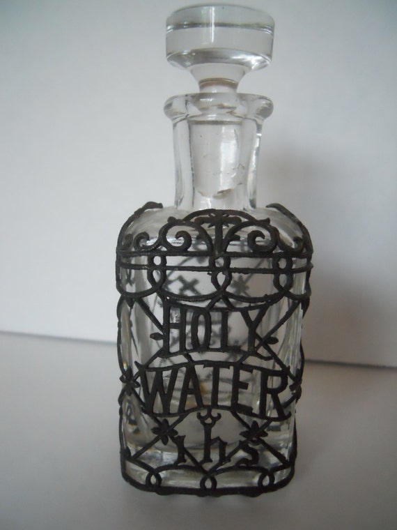 Gorgeous Antique Vintage Holy Water Bottle with Delicate