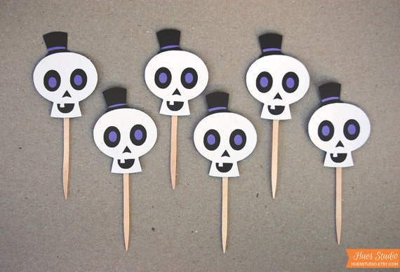 HALLOWEEN SKULLS // Party Picks - Custom Party Decoration (Set of 12) Il_570xn