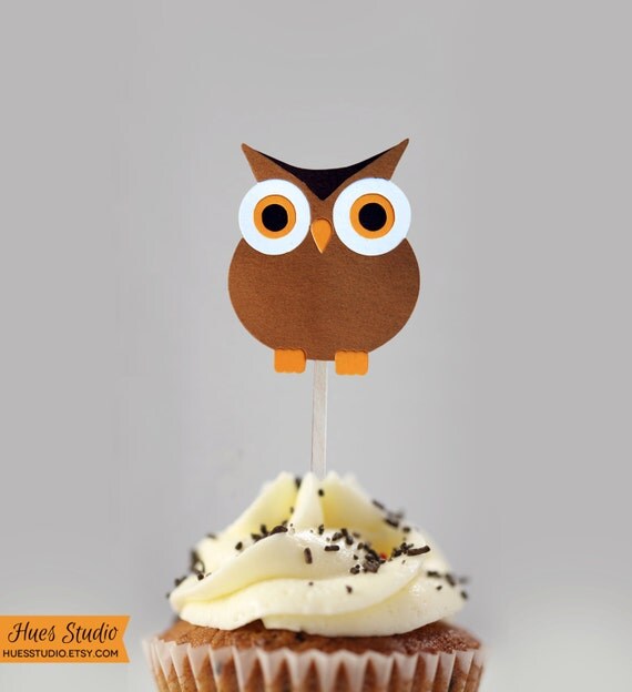 OWL Party Treat Picks / Cupcake Toppers (Set of 12) - Pick Your Colors! Il_570xn