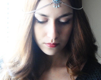 CHAIN HEADPIECE Head Chain, Vintage Head chain, headdress gypsy head piece .