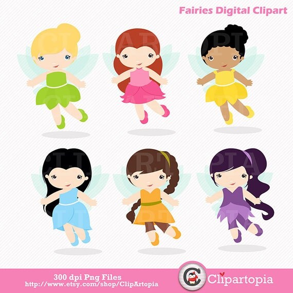 Fairies Digital ClipArt / Fairy Digital Clip art / Cute Fairies For Personal and commercial use/ Instant Download Il_570xn
