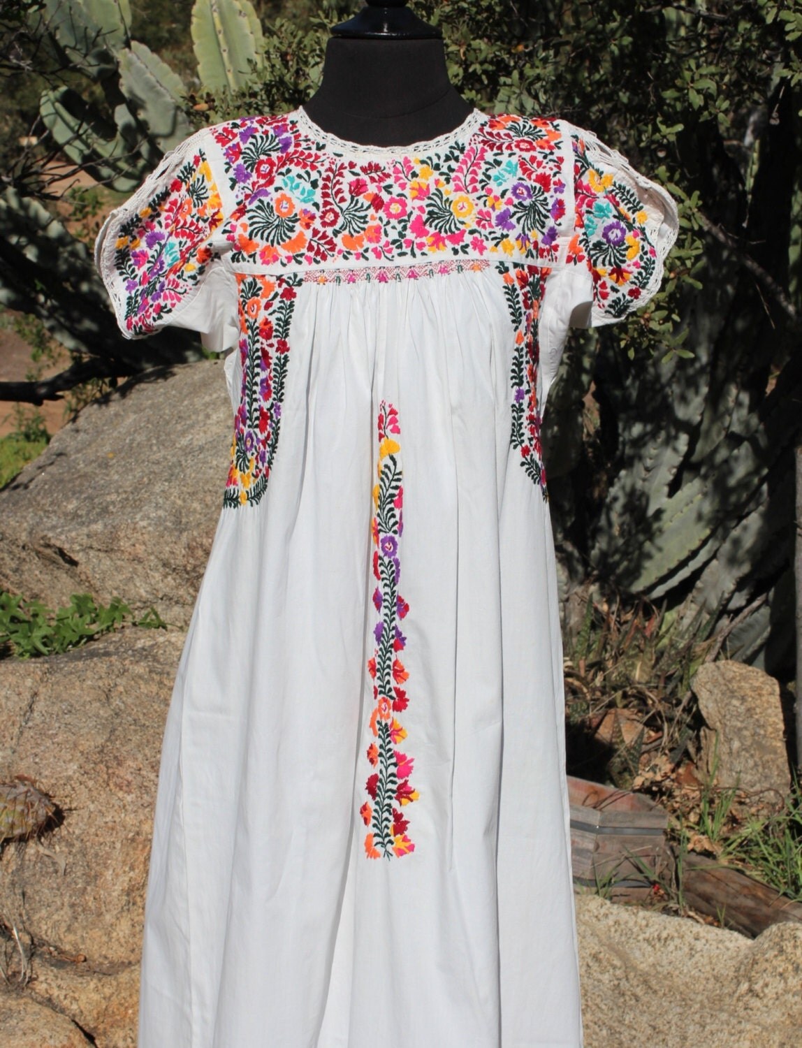 SALE Vintage Traditional Mexican Oaxaca Wedding Dress White